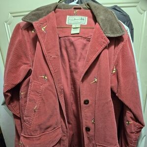 L.L. Bean Women's Embroidered Red Corduroy Jacket